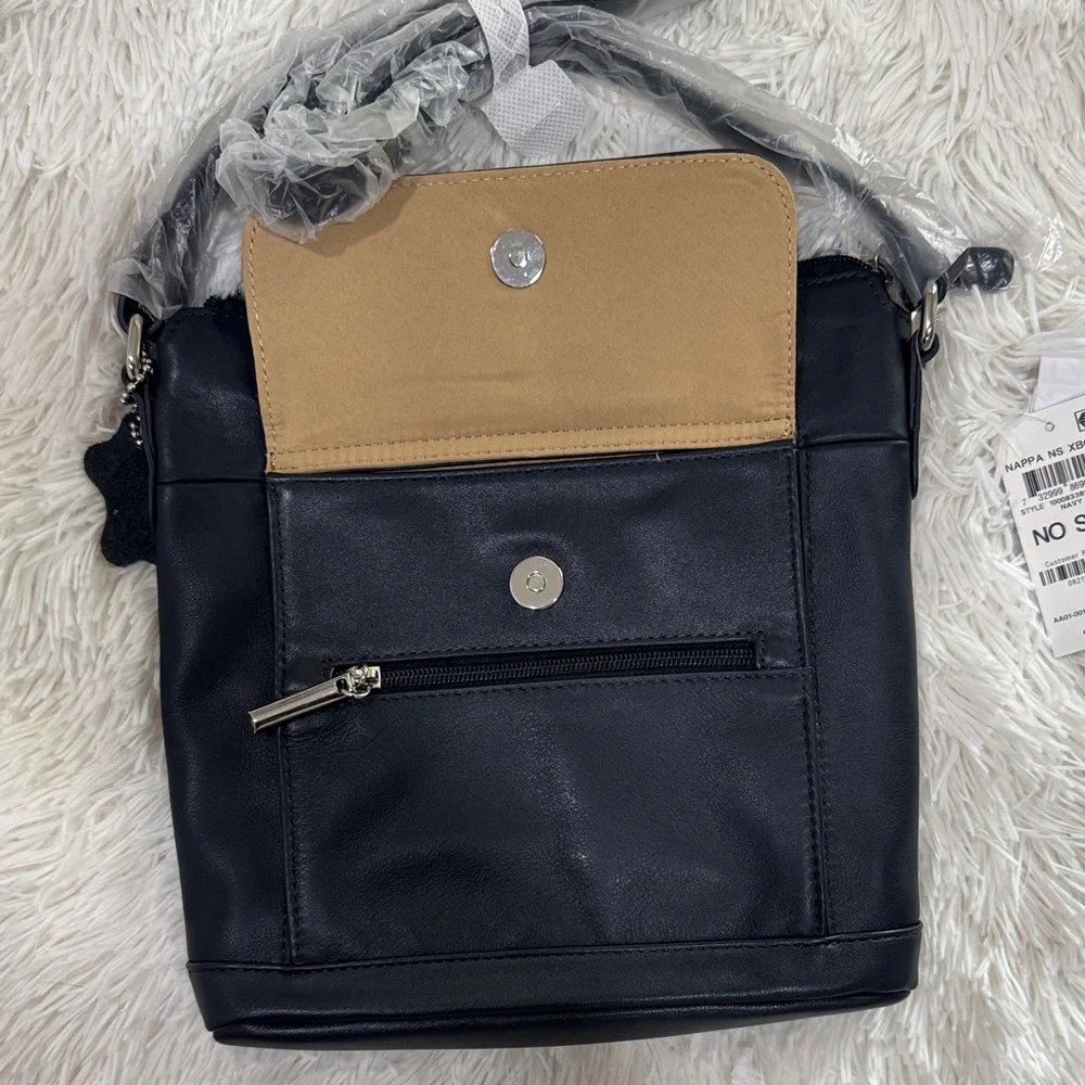Navy Giani Bernini Nappa Leather Crossbody Bag